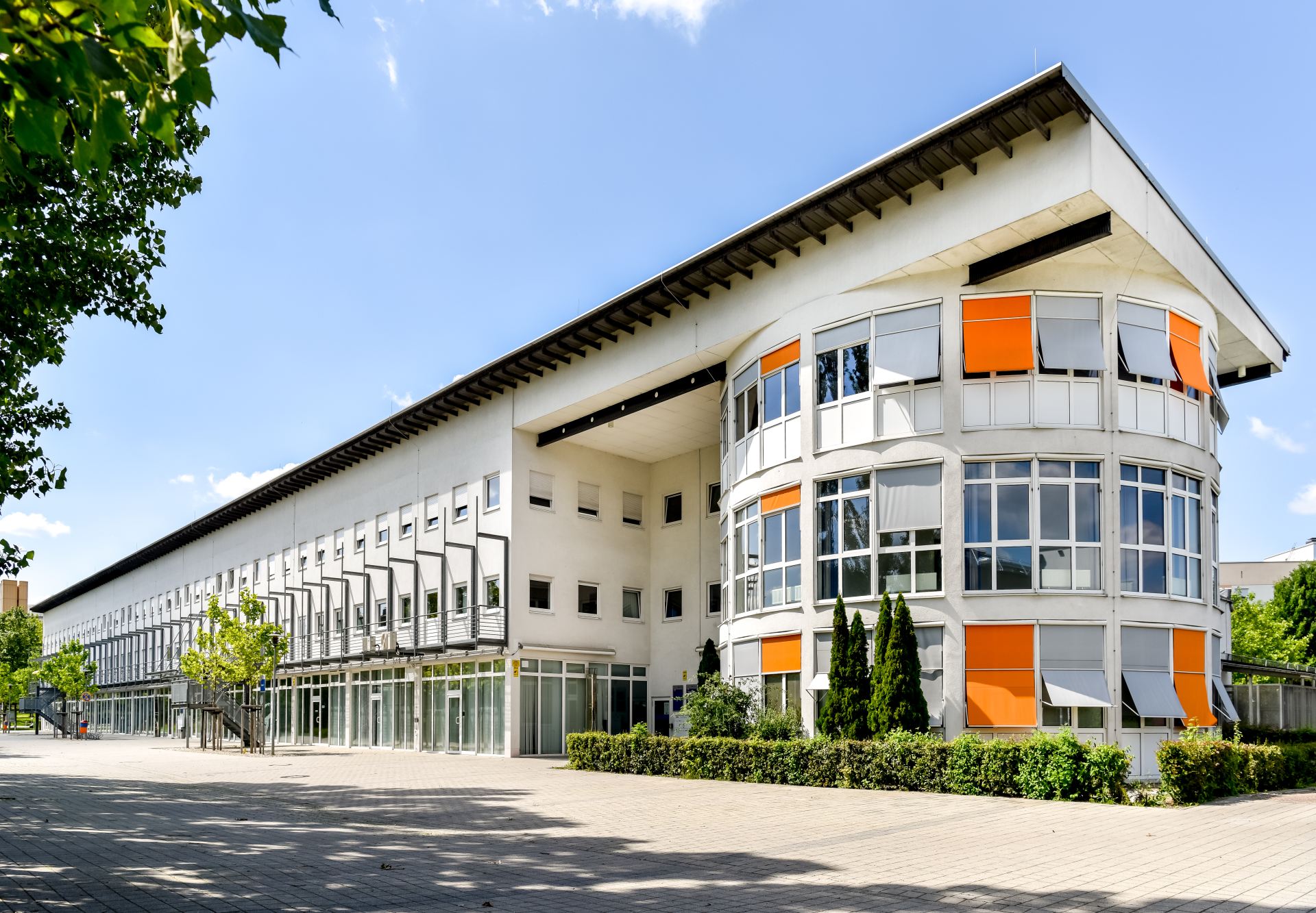 Modern medical building with curved architecture